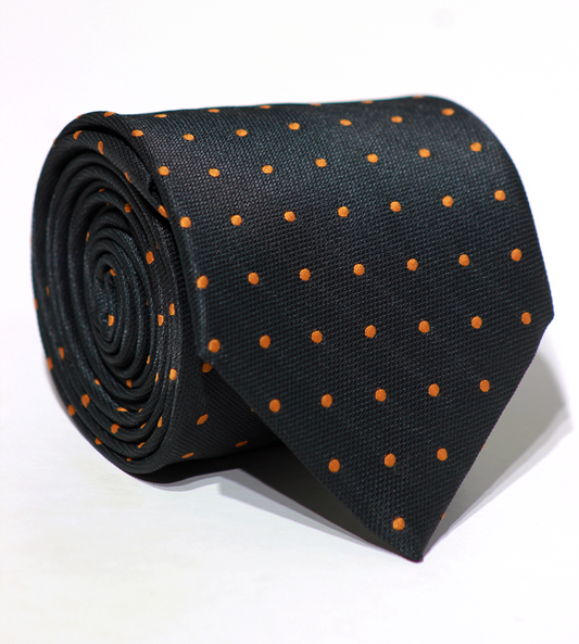 Luxury Black~Orange Jacquard Tie