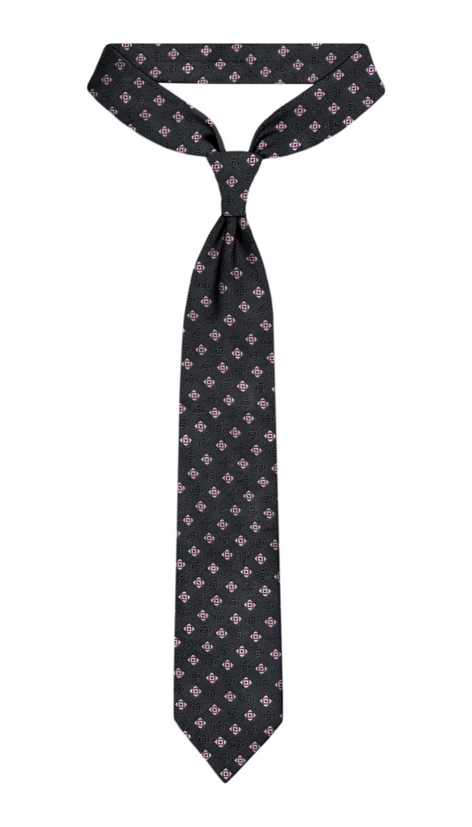 Luxury Black~Pink Jacquard Tie